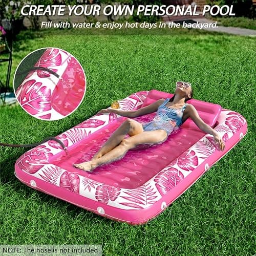 Inflatable Tanning Pool Lounger Float - Jasonwell 4 in 1 Sun Tan Tub Sunbathing Pool Lounge Raft Floatie Toys Water Filled Tanning Bed Mat Pad for Adult Blow Up Kiddie Pool Kids Ball Pit thumbnail 4