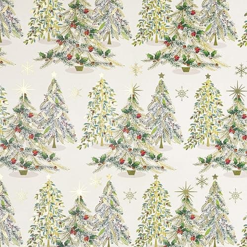 RUSEPEA Luxury Christmas Tree Wrapping Paper Roll, Mini Roll, Elegant Gold Foil Xmas Tree Gift Wrap Paper for Holiday Gifts, Party, DIY Crafts (17in x 16.4ft) thumbnail 8