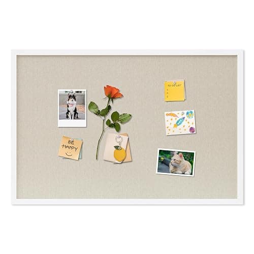 DAHAPYBOO Cork Board with Linen White,Bulletin Board 30"x20" Hanging Corkboards for Office Home School Message Board or Vision Board Decoration. - Image 1