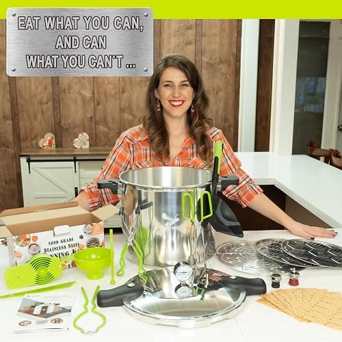 Supa Ant Pressure Canner 23 Qt with Canning Supplies Starter Kit - Canning Pressure Cooker with Gauge - Water Bath Canner Pot with Rack and Lid - Jar Lifter, XL Ladle, Jar Tongs, and Bubble Popper thumbnail 2
