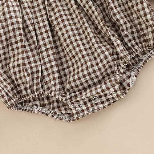 Douhoow Infant Baby Girl Plaid Romper Baby Sweatshirt Romper Ruffle Festival Clothes Fall Winter Outfits with Headband thumbnail 6