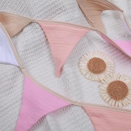 Pennant Banner Flags,Infant and toddler room decoration pennant,for Nursery Decor Baby Birthday Boho Wedding Shower Party Event (Pink Colorful Banner) thumbnail 9