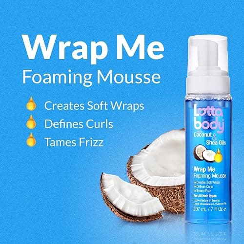 Lottabody Coconut Oil and Shea Wrap Me Foaming Curl Mousse , Creates Soft Wraps, Hair Mousse for Curly Hair, Defines Curls, Anti Frizz, 7 Fl Oz thumbnail 2
