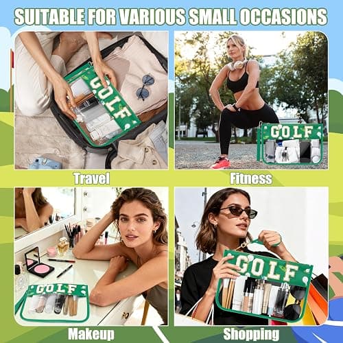 BuyCard Golf Gifts Makeup Bag with Chenille Letter Patch, Clear Cosmetic Pouch PVC Organizer Purse, Waterproof Travel Bag, Portable Toiletry Storage Bag for Her Friends thumbnail 6