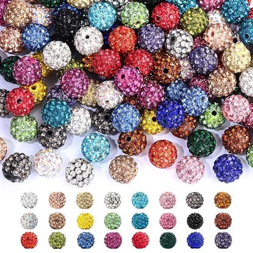 240pcs 24 Colors Rhinestone Beads for Crafts, Sparkle Round Crystal Disco Ball Clay Rhinestone Beads for DIY Jewelry Making Bracelet, Necklace, Earring and Christmas Decoration (10mm) thumbnail 2