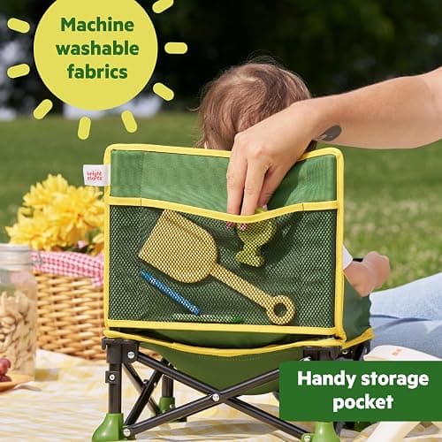 Bright Starts John Deere Pop 'N Sit Portable Booster Chair, Floor Seat, Indoor/Outdoor Use, Compact Fold, Green and Yellow, 6 Mos - 3 Yrs thumbnail 7