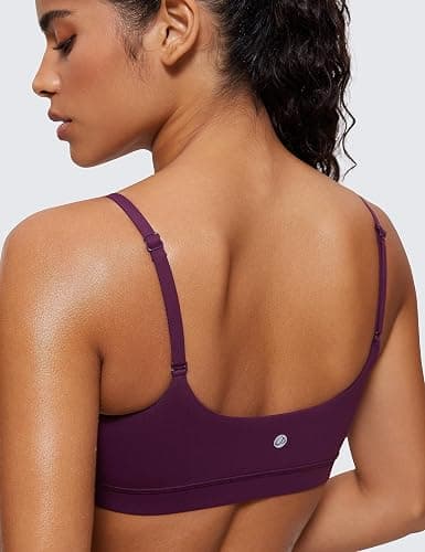 CRZ YOGA Butterluxe Adjustable Spaghetti Strap Sports Bras for Women - Scoop Neck Wireless Padded Yoga Workout Crop Top thumbnail 4