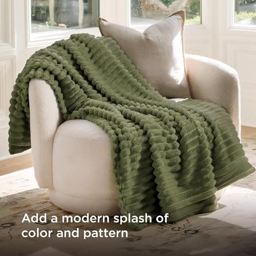 Bedsure GentleSoft Christmas Throw Blanket for Couch - Cozy Soft Blankets for Women, Cute Small Fleece Christmas Throws Gifts for Teens Girls Room Home Decor, Moss, 50x60 Inches thumbnail 5