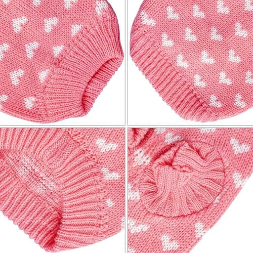 Dxhycc Dog Knitted Sweater Heart Puppy Sweater Warm Soft Pet Holiday Clothes for Small Cats and Dogs (Pink, S) thumbnail 3