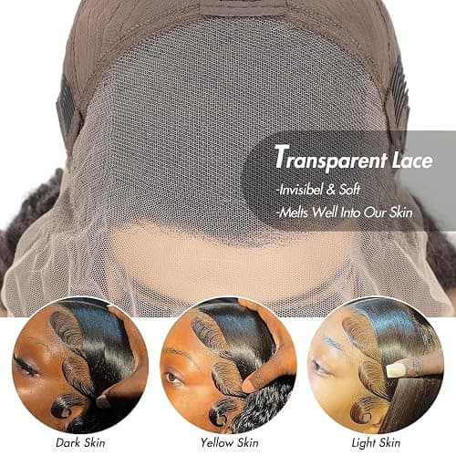 18 Inch Women's Real Hair Wig,Deep Wave Human hair Wig,200 Density 13X4 HD Transparent Lace Front Glueless Wigs For Black Women Pre Plucked,Natural Black Curly echthaar perücke (46cm) thumbnail 4