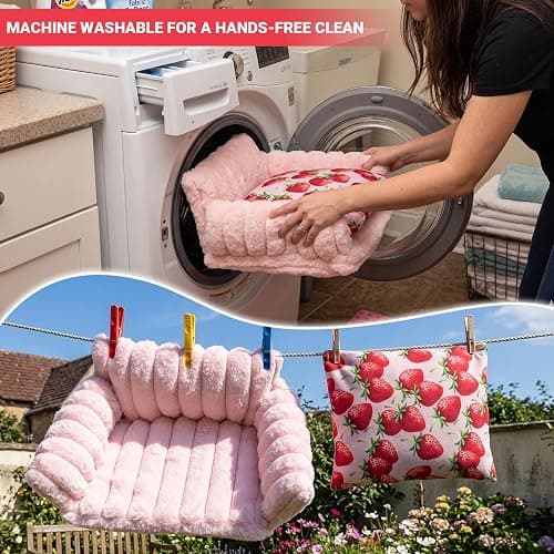 KAYCOWZA Guinea Pig Bed, Washable Fleece Pink Small Pet Cage Accessories | Strawberry Cozy Small Animal Sofa Couch for Guinea Pig, Bunny, Chinchilla, Hamster, Ferret, Hedgehog thumbnail 7