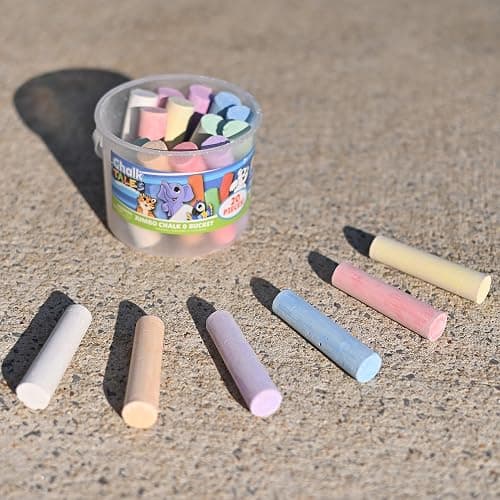 Sunny Days Entertainment Sidewalk Chalk Set for Kids with Storage, Washable, Jumbo Colored Chalk for Outdoor Play and Chalkboard Art - Ages 3+ (20 Pieces, Multicolor) thumbnail 3