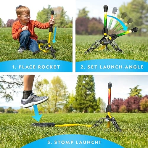 National Geographic Air Rocket Toy – Ultimate LED Rocket Launcher for Kids, Jump and Launch The Light Up, Air Powered, Foam Tipped Rockets up to 100 Feet thumbnail 4