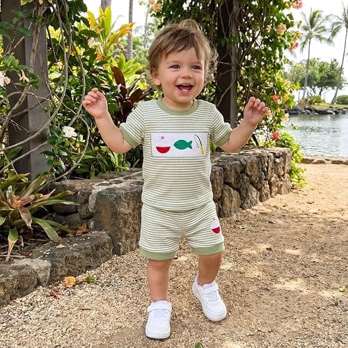 MERSARIPHY Toddler Baby Boy Girl Summer Clothes Embroidery Stripe T-shirt Tops Shorts Sets 6 12 18 Months 2T 3T Casual Outfit thumbnail 5