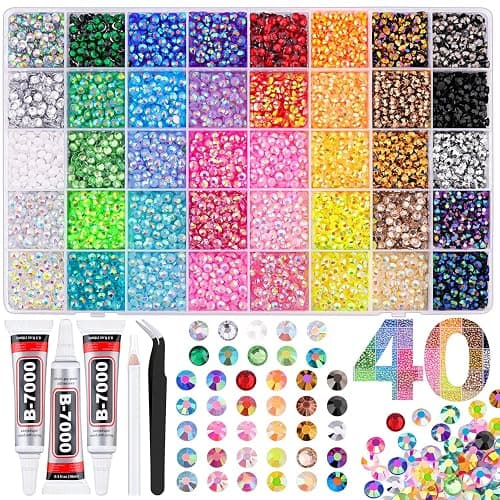 10000Pcs Resin Jelly Rhinestones for Bedazzling, 5mm Mixed-Color Flatback Gems for Diamond Art, Bedazzler Kit with 3Pcs 10ml B7000 Jewelry Glue for Crafting Crafts Book Shoes Nail Art - Image 1