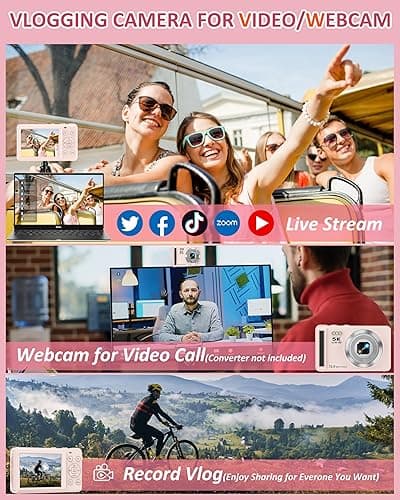 5K Digital Camera - 72MP UHD Point and Shoot Small Digital Cameras - Autofocus Compact Camera for Photography with Flash - Portable Vlogging Camara Gifts for Kids with 32GB Card, 2.8" Screen, 16X Zoom thumbnail 7