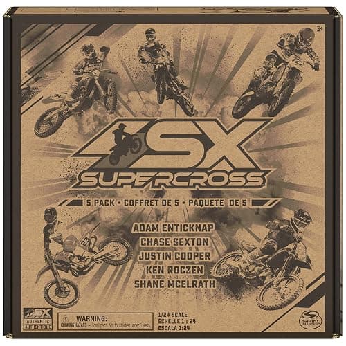 Supercross, Authentic 5-Pack of 1:24 Scale Die-Cast Motorcycles with Rider Figure, Toy Moto Bike for Kids and Collectors Ages 3 and up thumbnail 7