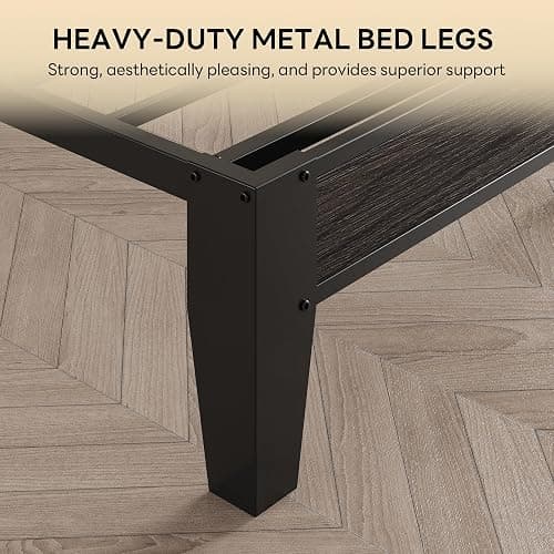 LIKIMIO Queen Bed Frame with Storage Headboard and Charging Station | Black Upholstered Platform Bed Frame, Sturdy Noise-Free Metal Support, No Box Spring Needed, Easy Assembly thumbnail 7