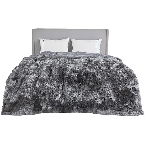 Bedsure GentleSoft Fluffy Sherpa Fleece Faux Fur Blankets Queen Size for Bed, Bedroom Decor Winter Thick Warm Full Queen Blankets, Fuzzy Plush Soft Heavy Mink Tie Dye Grey Bedding Cozy Gifts, 90x90 thumbnail 7