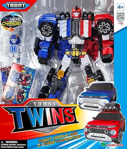 New TOBOT, TOBOT Twins, Youngtoys Transforming Collectible Vehicle to Robot, Heroes Animation Character Toys for Kids 4 and up Transform Toys Cars, Large Size Integration 10-inch thumbnail 9