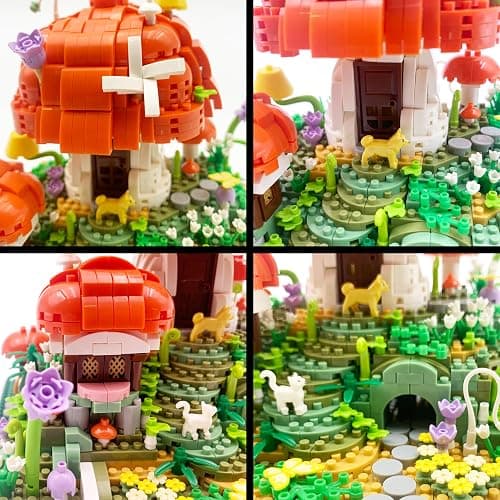 RUUQRUU Mushroom House Micro Building Blocks Set，2798 PCS Mini Treehouse Architecture Building Sets for Adults Teens，Micro Japanese Sakura Bonsai Tree Bricks，Creative Collectible Gifts for Kids 14+ thumbnail 6