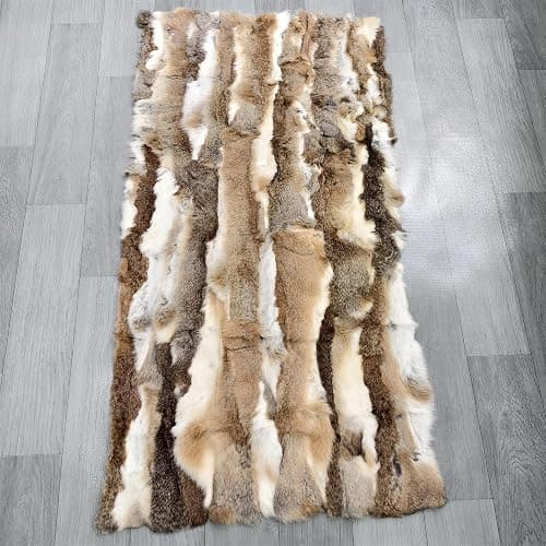 Natural Rabbit Fur Sofa Bed Throw Blanket,Rug,Rabbit Pelt Skin Fur Blankets/Plates Furry Soft Warm Lush Throw Home Decoration Reprocessed DIY Materials (21.65" x 43.3" Tan) thumbnail 3