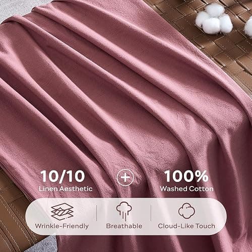 JELLYMONI Duvet Cover King Size - 100% Washed Cotton Comforter Cover with Linen-Like Texture, Breathable & Soft Bedding for Modern Home, Guest Room and Everyday Use,1 Duvet Cover & 2 Pillowcases thumbnail 4