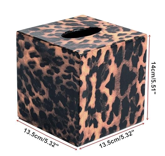 S Forever Home Decor Cube Tissue Box Holders PU Leather Square Tissue Box Cover (Leopard) thumbnail 2