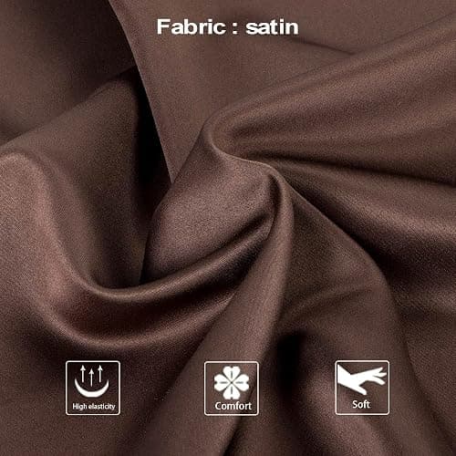 NTBAY Zippered Satin Pillow Cases for Hair and Skin, Luxury Standard Hidden Zipper Pillowcases Set of 2, 20x26 Inches, Dark Brown thumbnail 3