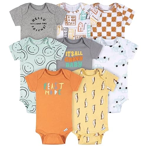 Onesies Brand baby-boys 8-pack Short Sleeve Mix & Match Bodysuits - 0-3 Months - Hello Friends