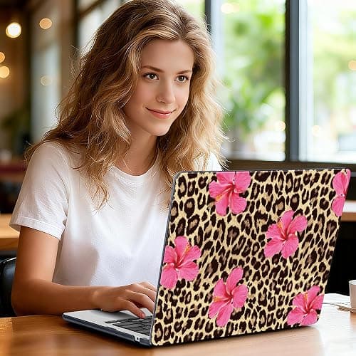 Yebiseven for MacBook Neo 13 inch Case 2026 (Model A3404, A18 Pro) Shockproof & Scratch-Resistant Hard Shell, Keyboard Cover, Trackpad Protector, 2 OTG Adapter, for Women Girly Cute, Leopard Flower thumbnail 2