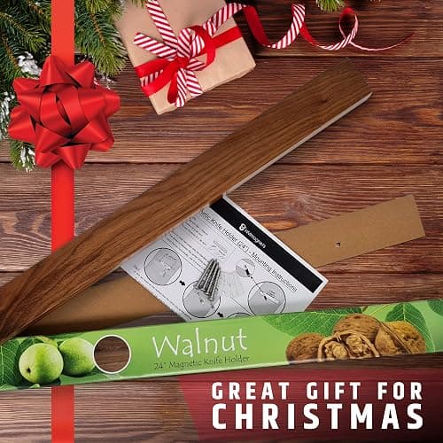 Premium 24 Inch (Large Size) Dark Walnut Wood Magnetic Knife Holder – Professional Wooden Magnetic Knife Strip - Space-Saving Knife Rack/Knife Bar With Powerful Magnetic Pull Force (Upgraded Version) thumbnail 2