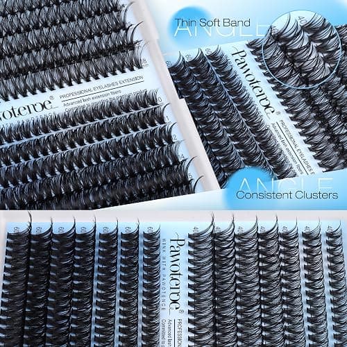 Pawotence Lash Clusters Kit 40D 60D Lash Extension Kit 10-18mm Cluster Eyelash Extension Kit Individual Lashes 280pcs Eyelash Clusters with Lash Bond and Seal, Lash Tweezers for Self Use thumbnail 6