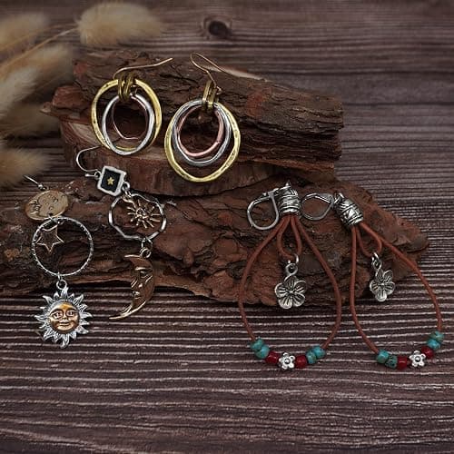 11 Pairs Vintage Drop Dangle Earrings for Women Boho Earring Jewelry Set Retro Flower Dangly Earring Teardrop Sun and Moon Earrings for Mother's Day Christmas thumbnail 5