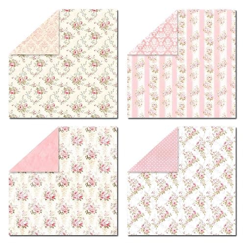 VIVIQUEN 24 Pack Pink Floral Double-Sided Paper, 12-inches Vintage Flowers Scrapbook Specialty Craft Paper Folded Flat for DIY Background Card Art Craft Making Scrapbook Photo Album Decor thumbnail 8