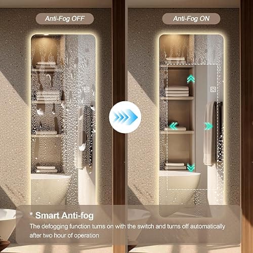 BOUATYHC 65" x 21" Full Body Mirror Wall-Mounted Full-Length Mirror with 3 Color Lighting Decorative Rectangular Vanity Mirror for Bedroom Bathroom Living Room Entryway thumbnail 5