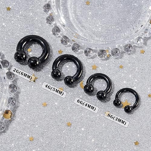 Qmcandy 6-12pcs Septum Pincher Tapers 8G 6G 4G 2G Stretching Kit C Shape Septum Piercing Jewelry Heavy Ear Gauges Earrings Horseshoe Nose Rings for Women Men thumbnail 4