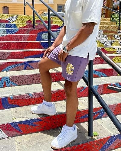 Mens Shorts Fashion Mesh Print Shorts Casual Workout Drawstring Basketball Running Short Pants thumbnail 3