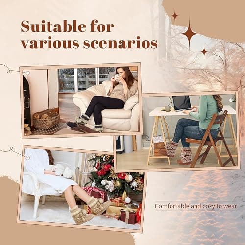 Home Slipper Women's Soft Fleece Plush Warm Indoor House Slipper Boots Shoes thumbnail 5