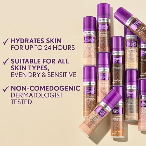 Covergirl Simply Ageless Skin Perfector Essence Foundation, 60 Tan, Tinted Skin Perfector, Skincare Makeup Hybrid, Sheer Tint, Radiant Finish, Skin-Like Finish, Vegan Formula, 1.0oz thumbnail 5