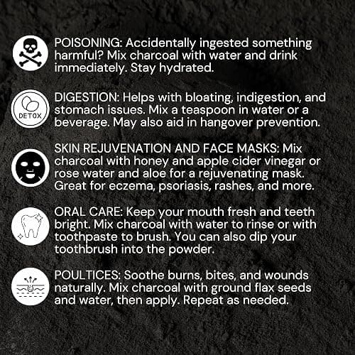 Organic Charcoal Powder by Schizandu - Activated Charcoal Natural, Vegan, Organic, GMO Free - Large Bottle 25 oz Powder thumbnail 5