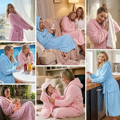 V.&GRIN Women Hooded Towel Robe - Super Absorbent Quick-Dry Soft Long Bathrobe for After Shower Spa Size S-3XL thumbnail 5