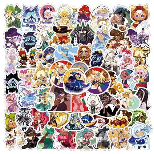 62 Pcs Cookie Run Kingdom Aesthetics Cartoon Waterproof Vinyl Stickers for Boys Adults for Water Bottles Laptop Suitcase for Birthday Party Supplies Halloween Decoration Favors - Image 1