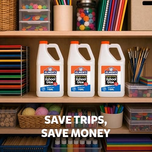 Elmer's White Liquid School Glue, 1 Gallon, Safe, Washable, 1 Count, - #1 Teacher Brand, Bulk Arts & Crafts, Projects, Classroom Supplies, Great for Making Slime thumbnail 5