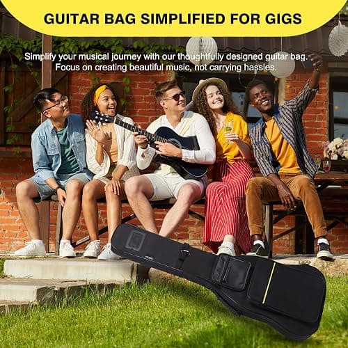 PPOPPO 39 40 Inch Electric Guitar Gig Bag, 0.35" Thick Padded Oxford Fabric, Waterproof & Shockproof Gig Bag, Multi-Pocket Design with Shoulder Straps & Side Handle​, Sleek Black Design thumbnail 2
