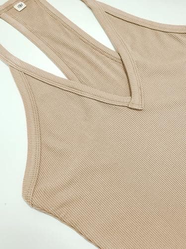 iGENJUN Workout Tops for Women Racerback Basic Tank Summer 2025 Camisole V Neck Slim Fit Ribbed Sleeveless thumbnail 3