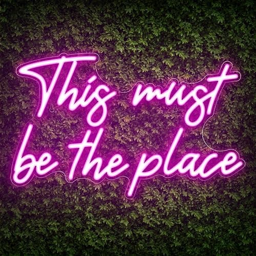 Kavaas This Must Be the Place Neon Signs 16.5" x 10.3", Pink LED Light Up Signs for Wall Decor | This Must Be The Place Sign for Bedroom, Bar, Cafe, Office, Man Cave thumbnail 4