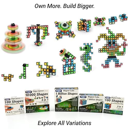 TOSY Magnet Cube 2x2-8 Blocks, 2 in 1 Toy: 2x2x2 Puzzle Cube and Customizable Infinity Cube, Glowing, UV Flashlight, Fidget/Sensory/STEM/STEAM Magnet Tiles Birthday Gift for kids/teens/adults thumbnail 10