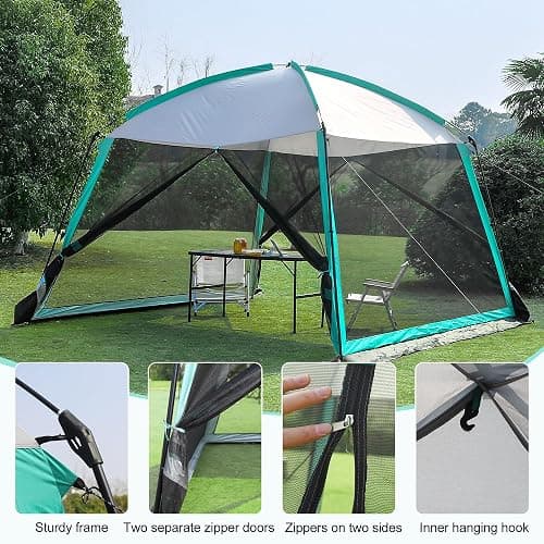 GREGIN Screen House Room 11x11 Ft Mesh Net Tent Canopy Shelter Gazebo, Easy Setup & Waterproof & Sunshade, Suitable for Camping Trip, Backyard, Beach, Picnic thumbnail 5