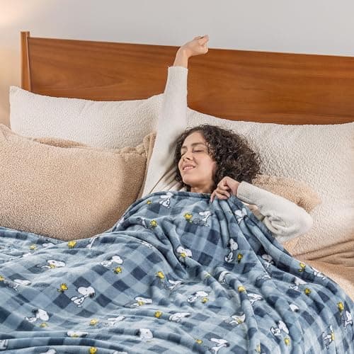 Berkshire Blanket Peanuts® VelvetLoft® Cute Character Snoopy Plush Blanket,Navy Tonal,Twin 60 in x 90 in (Official Peanuts® Product) thumbnail 4